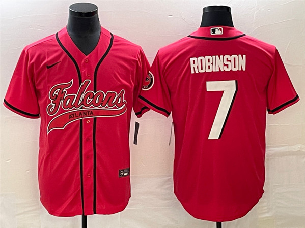 Atlanta Falcons #7 Bijan Robinson Red With Patch Cool Base Stitched Baseball Jersey